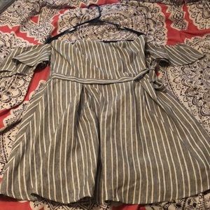 Fashion Nova Underlined Stripe Dress - Grey